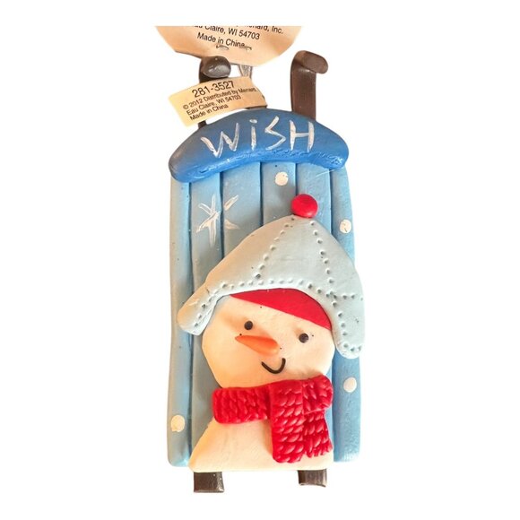 Enchanted Forest Wood/Resin Sled Ornaments Lot of 3, 1.5" X 4" NEW Wish, Joy - Picture 5 of 7